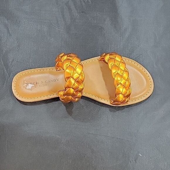 BRAND NEW ROCK&CANDY BRAIDED TWO-BAND SLIDE SANDALS - Picture 1 of 16
